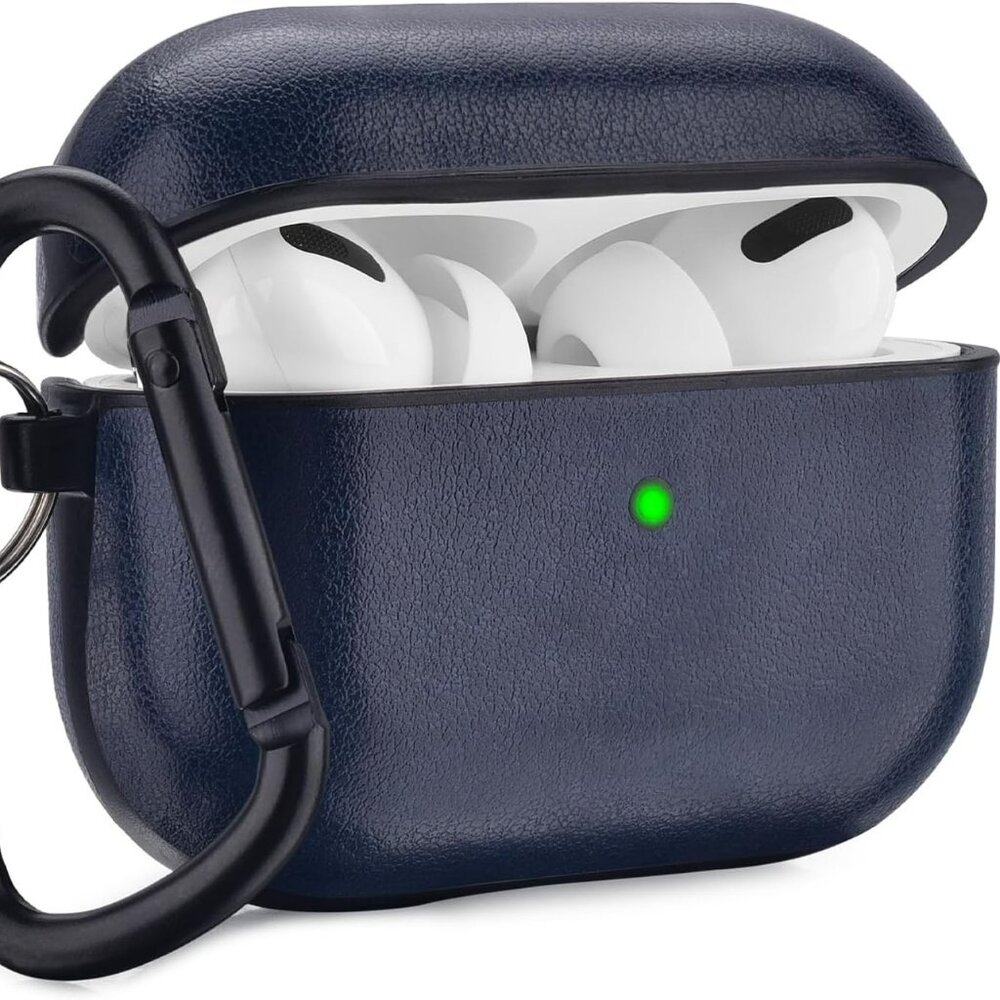 V-MORO AirPods Pro Case Blue – Front LED Visible with Clip, Ear Hooks & Strap